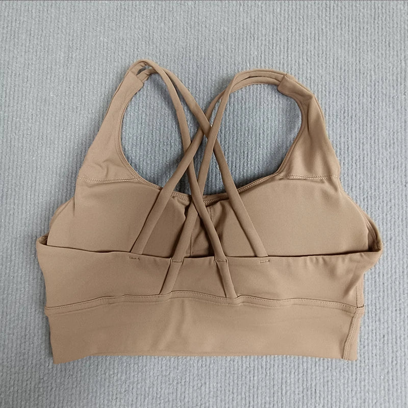 Yoga sports bra Solid color women's Bras Soft cross back sports bra fitness exercise tight fitting training  jogging sports bras
