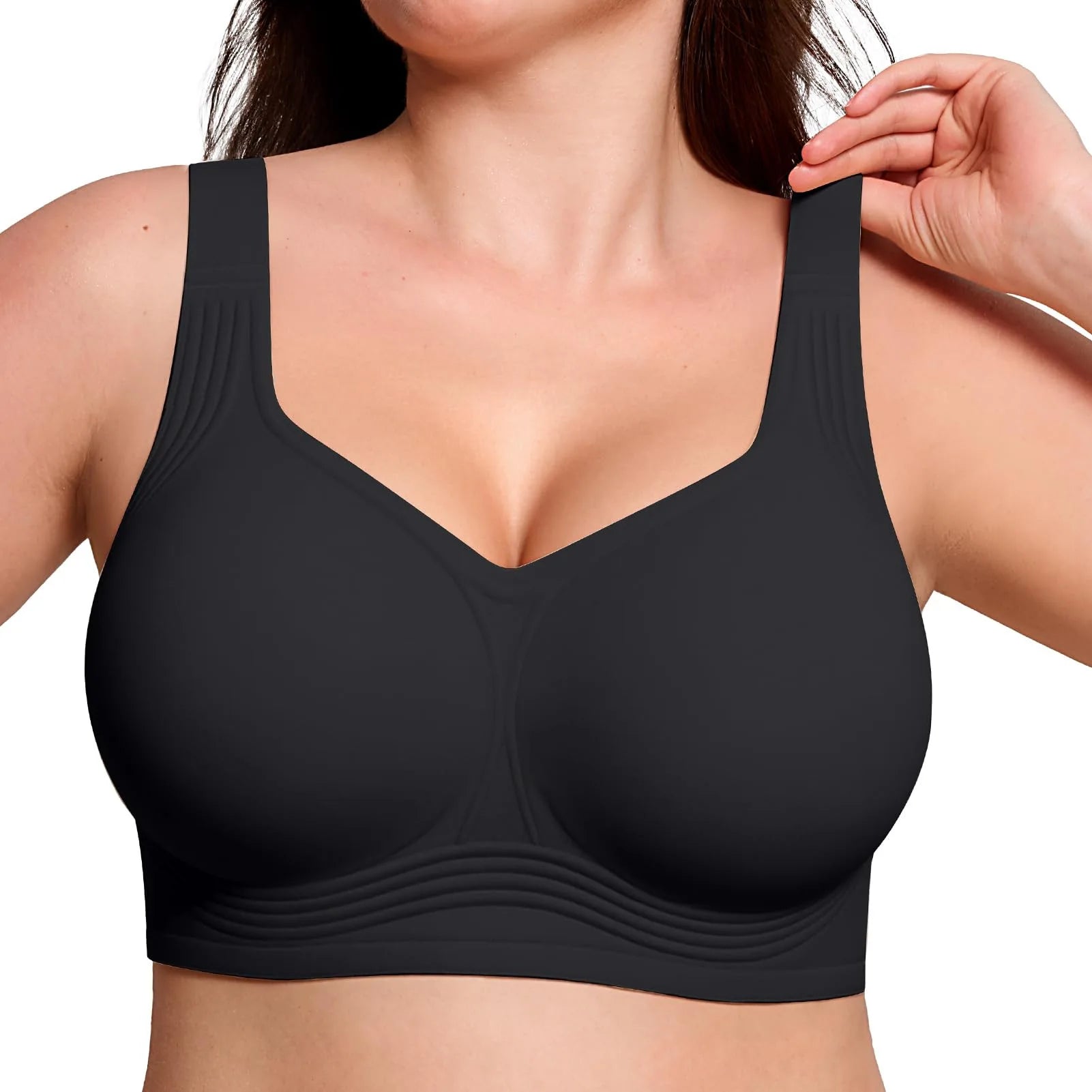 Smoothing Back Bra Supportive Wireless Push Up Bras Full Coverage No Underwire Seamless Bra Plus Size for Elder Women