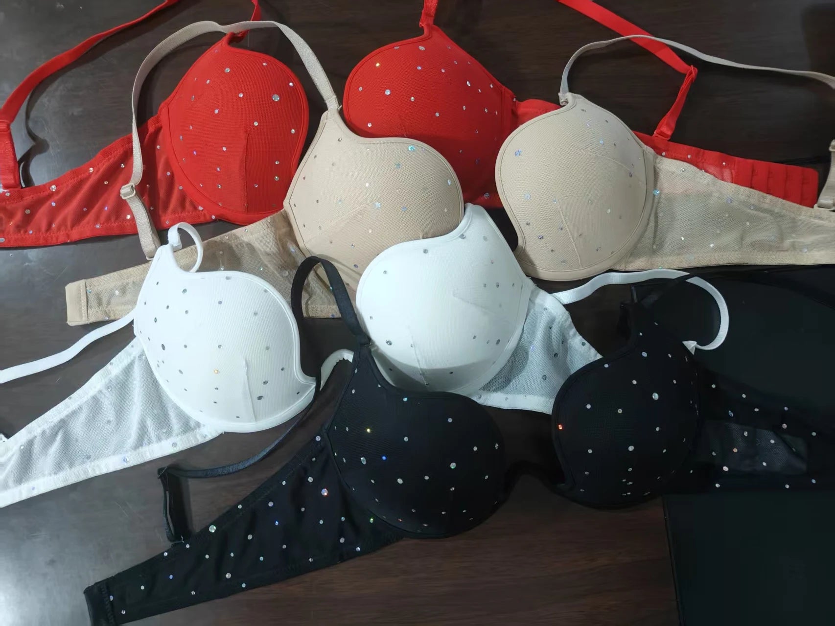 U-Shaped Bra for Women, Thin on Top and Thick on the Bottom, Push-Up Anti-Sagging Cup Bra, Sexy Deep V Chest Sequin Bra
