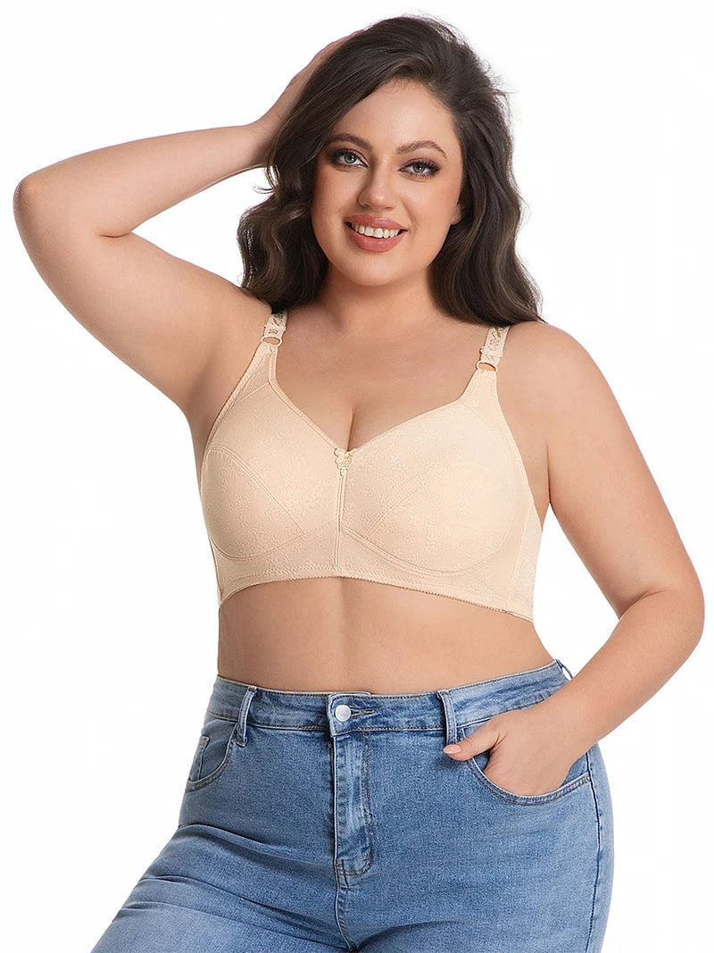 Plus Size Wireless Bra Full Coverage Soft Comfort Bras for Women Side Support Underwear No Underwire Brassiere Breathable