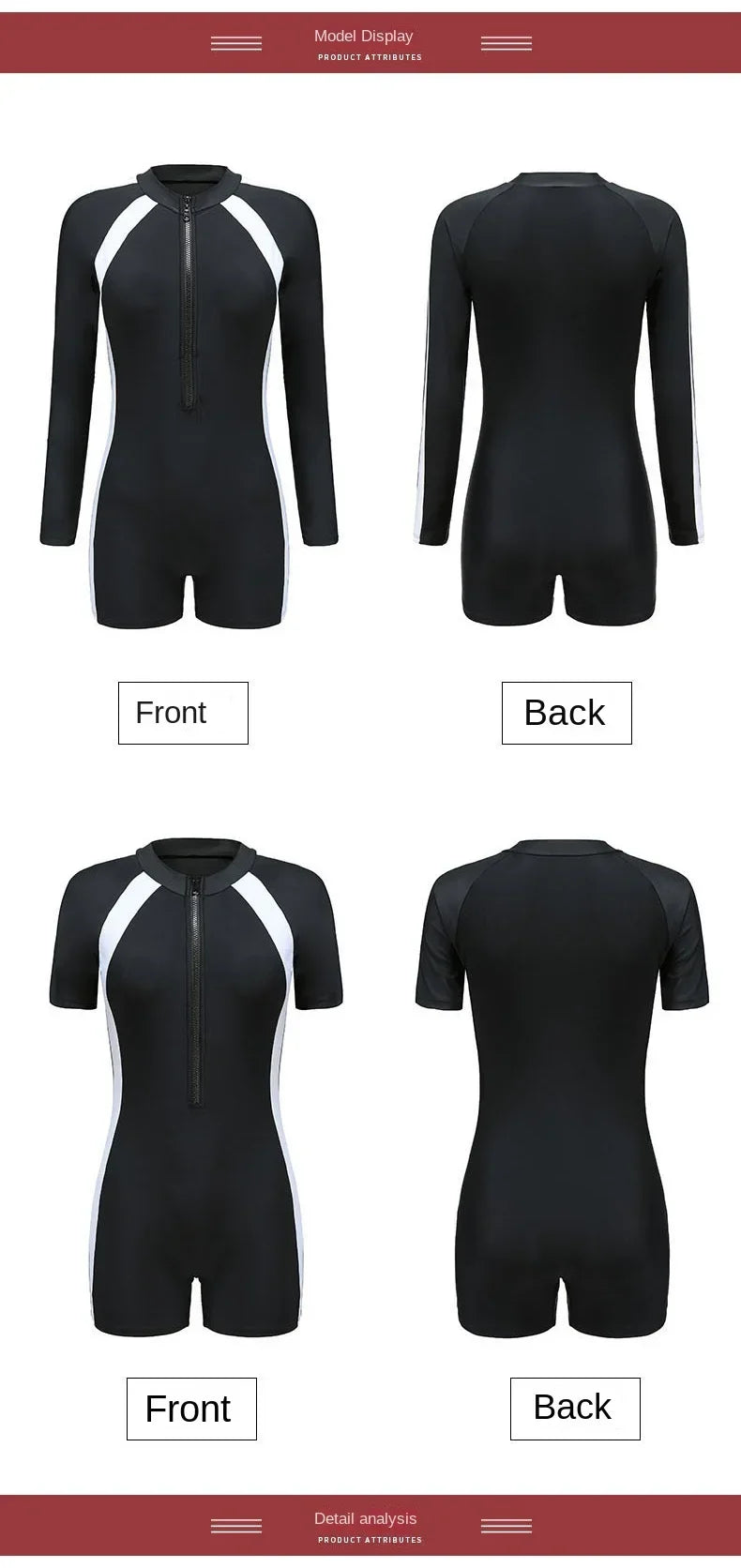 2024 Summer Sports One-piece Swimsuit Professional Women's Swimsuit Black Swimsuit Solid Color Swimming Beach Wear Long Style