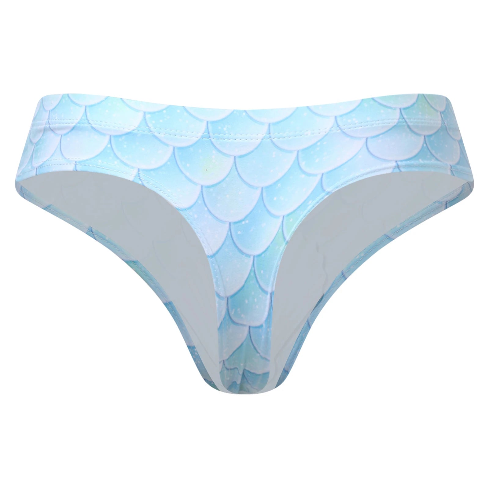 Swimwear Womens Mermaid-style Swim Bottoms Fishscale Low Rise Bikini Swimsuit Print Elastic Waistband T-back Briefs Underwear