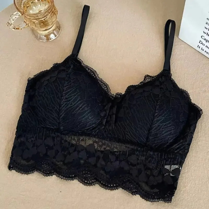 Open Back Bra Lace Bralette U Type Wirefree Boneless Brassiere Floral Women Top Backless Underwear Sexy Bras