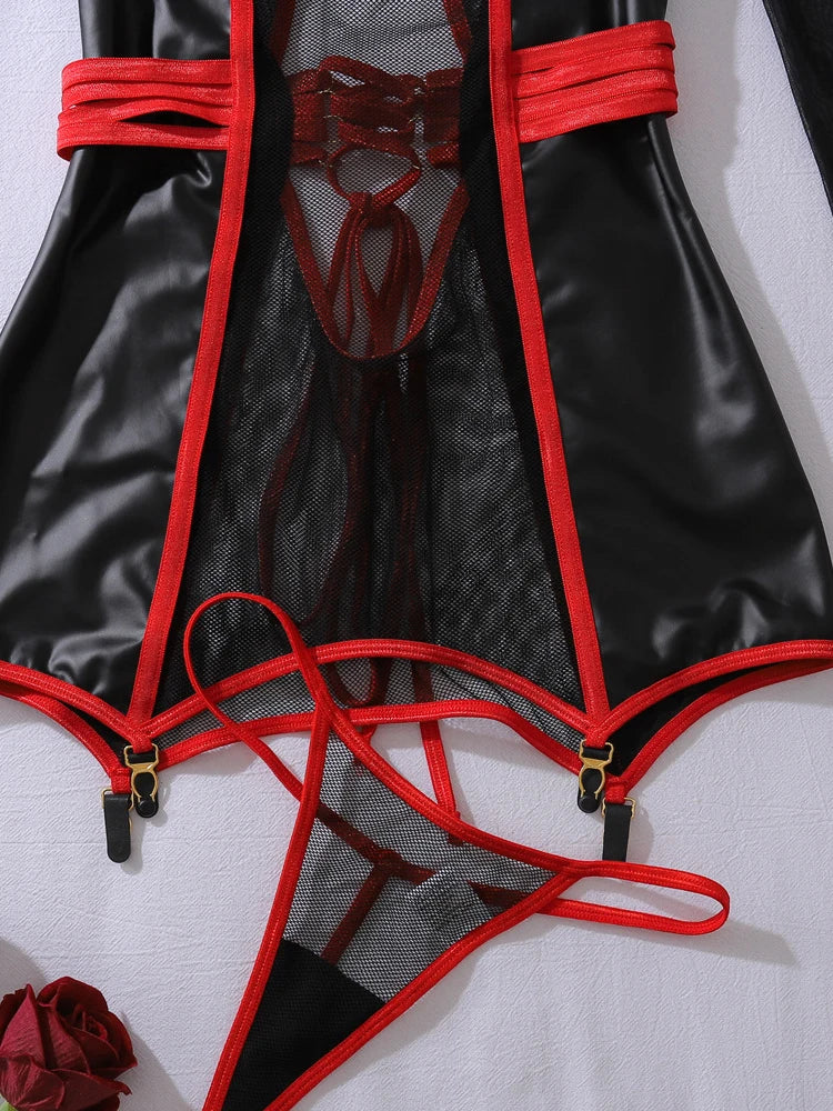 Lingerie Sexy Sheer Mesh Porn Top Crotchless Skirt Naked Bandage Women Underwear Uncensored Erotic Costume