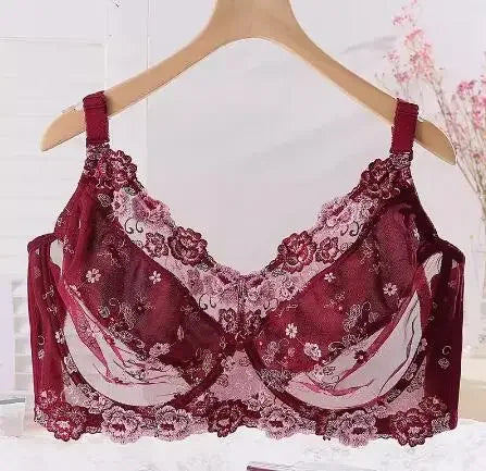 Full Coverage Plus Size Women Sexy Lace Bra Underwire Embroidery Brassiere 75 80 85 90 95 100 105 110 B C D E F G H