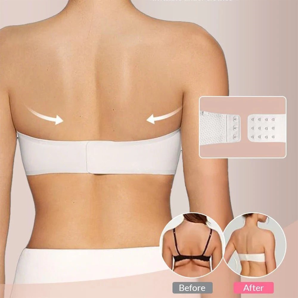 Strapless Bras For Women No-Slip Bandeau Push Up Wireless Bralette Comfy Seamless No Underwire Padded Jelly Tube Top Bra