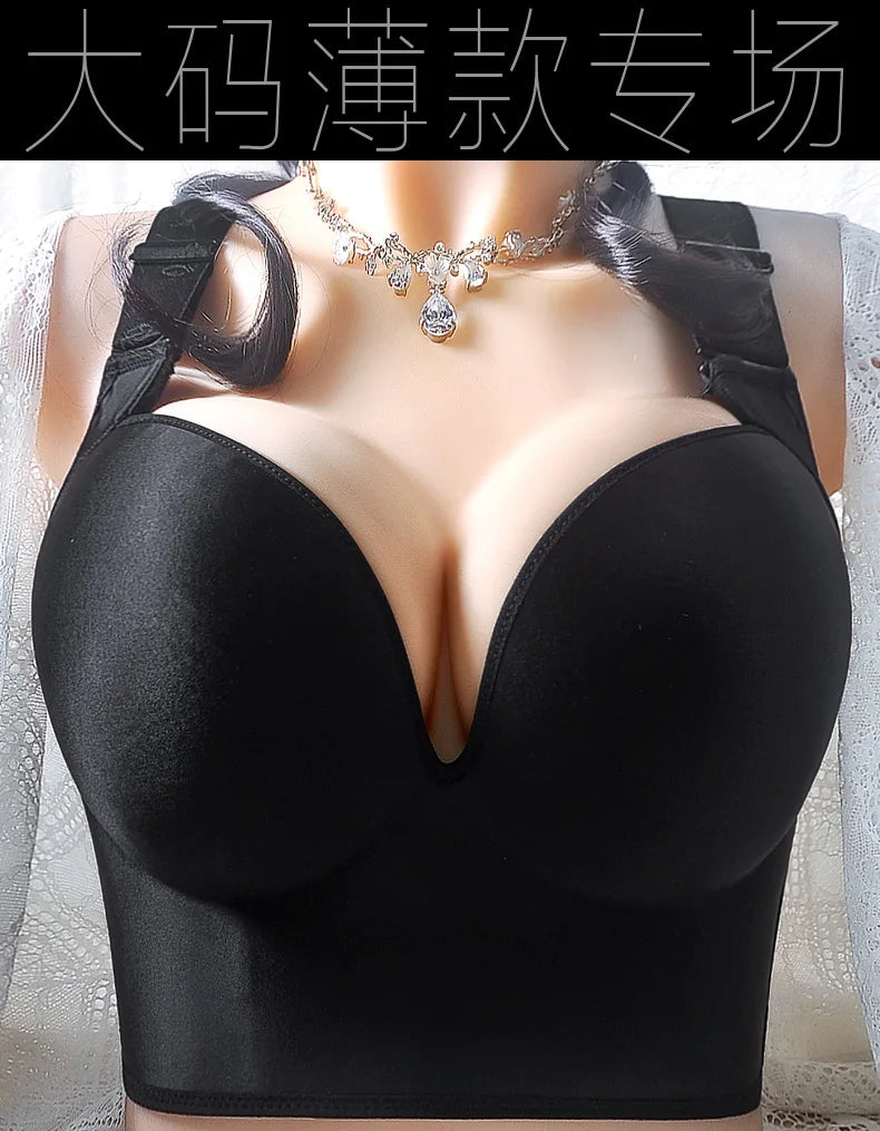 Wireless Push Up Bras for Women Full Coverage Solid Underwear Female Adjustable Plus Size Lingerie 38 40 42 48 50 C D E F