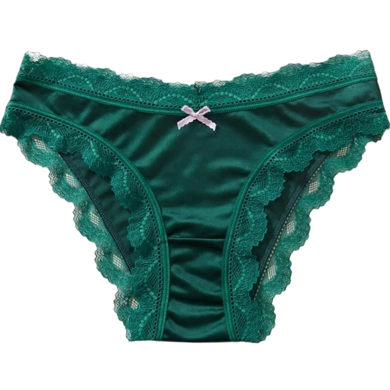 Felinus Ice Silk One-piece Slip Material Low Waist Sexy Lingerie Ladies French Satin Underwear Briefs New Lace Triangle Panties