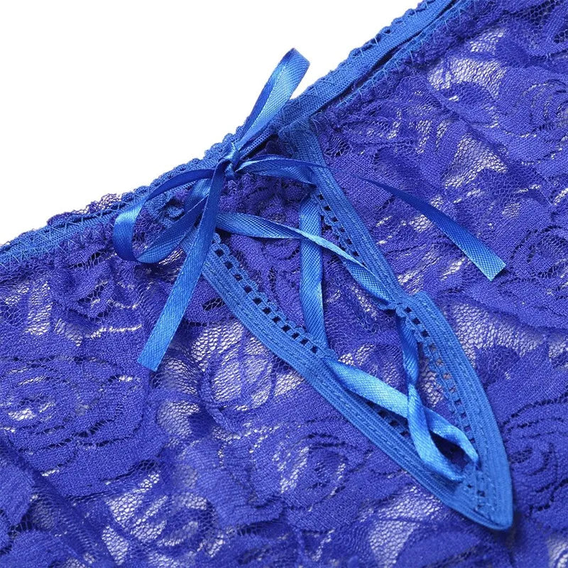 Women's Lingerie Crotchless Panties Low-waist Lace Transparent Underwear Strappy Thongs Intimates Femme Erotic Briefs
