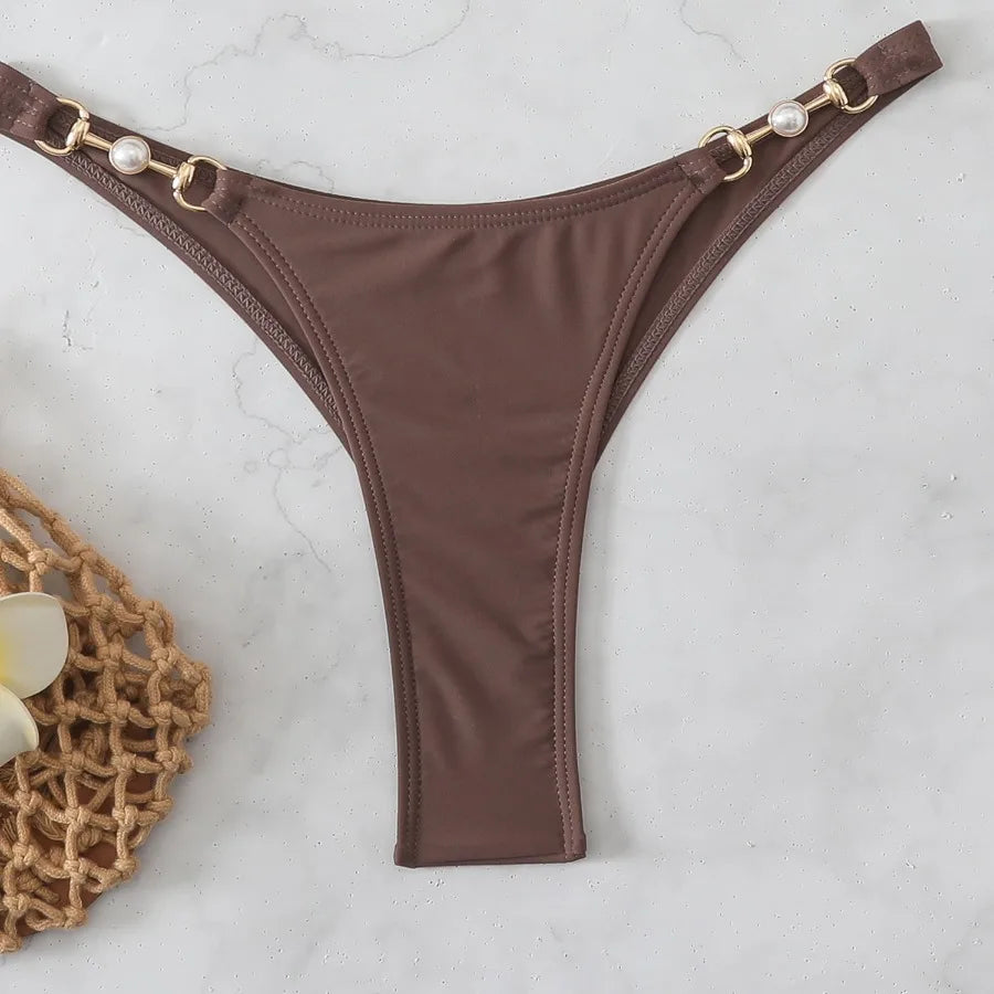New Two-Piece Bikini Set Sexy Triangle Tie-Up Swimsuit Beach Vacation Swimwear Summer Trendy Top Bottom Beachwear Resort Outfit