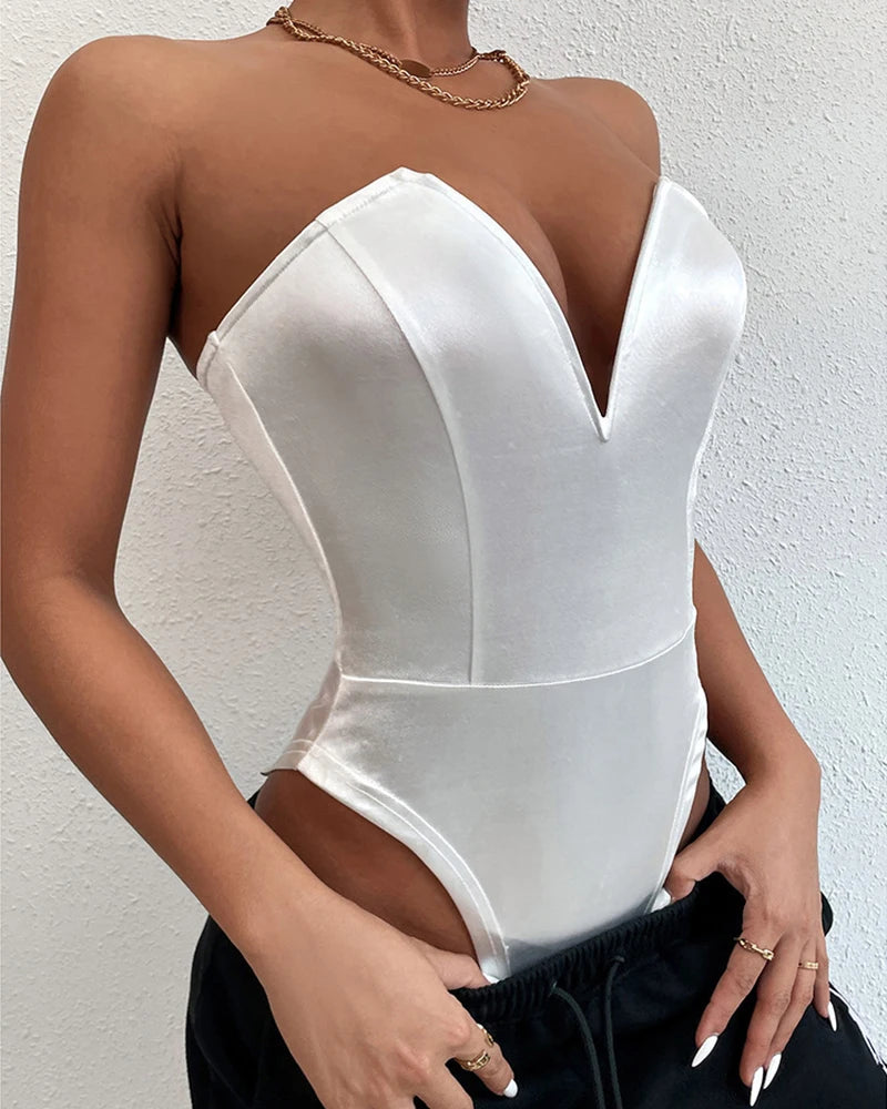 Bodysuit Shapewear Deep V-Neck Body Shaper Thong Shapers Waist Trainer Women Push Up Slimming Corset Top ClubWear For Women