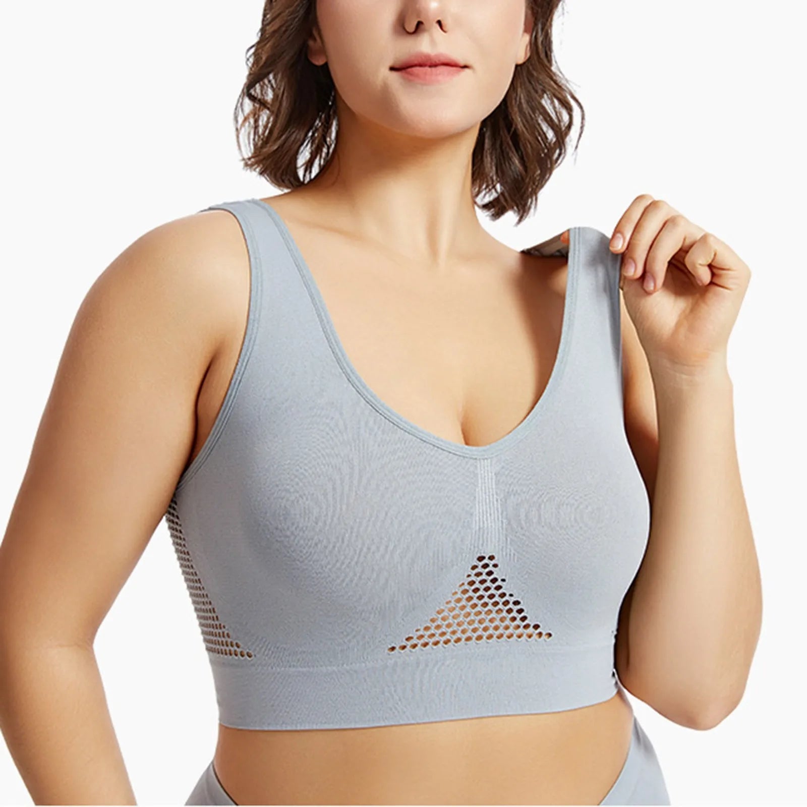 Breathable Sports Bra Top Fitness Women Brassiere Removable Padded Sport Bra Running Gym Seamless Push Up Bras