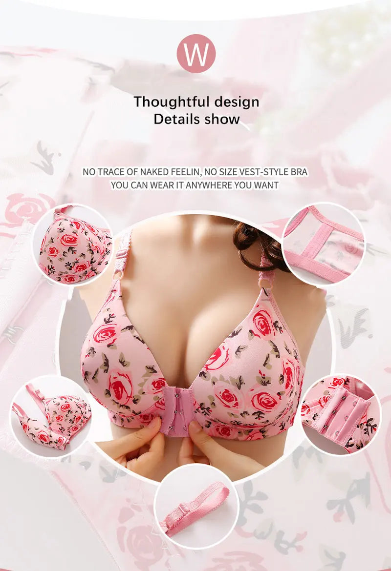 Seamless Sexy Bra For Women Push Up Thin Bras Wire Free Lingerie 3/4 Cup Bralette Underwear Breathable Front Closure Brassiere