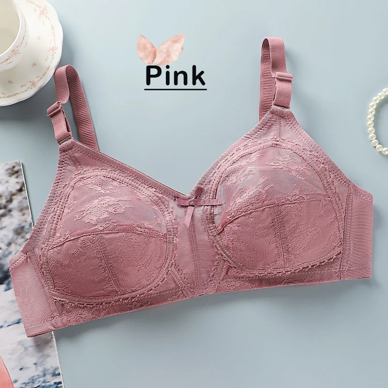Women's Big Lace Bra Ultra-thin Unlined Transparent Push up Bras Wireless Sexy Fashion Underwear 34-46 Large Bras