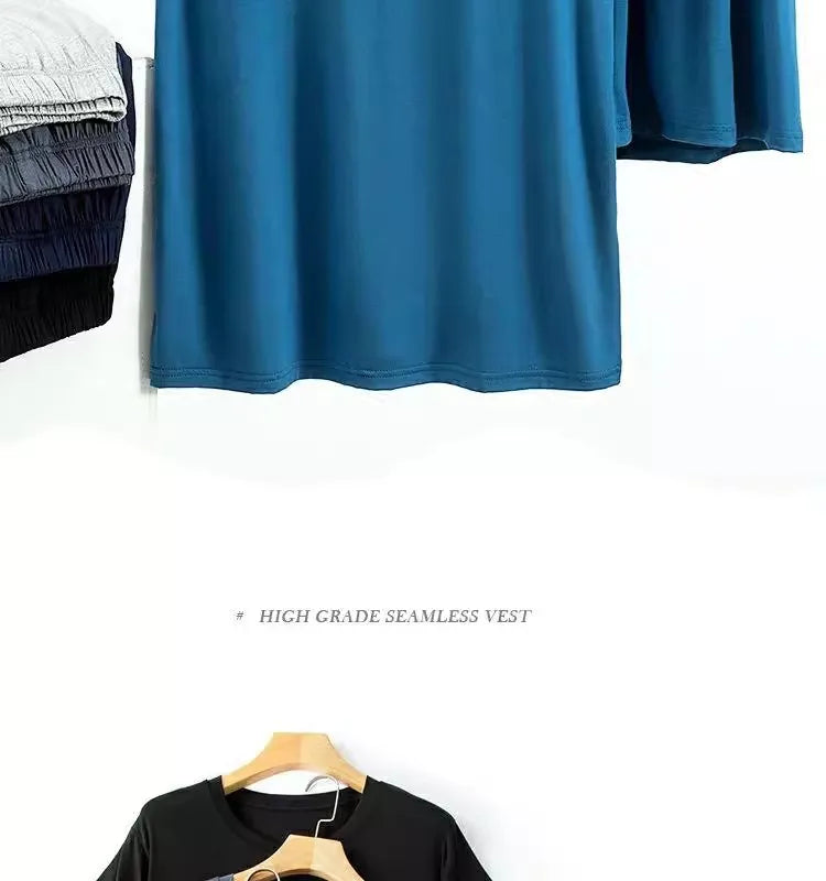 Modal Pajama Set Men's Round Neck Pajama Set for Summer Casual Wear Solid Color Loose Short Sleeved Shorts Two-piece Set Male