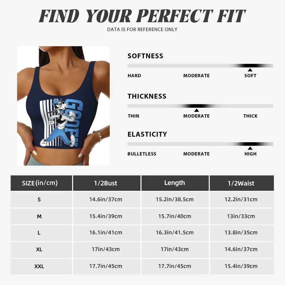 Custom Goofy Cartoons High Impact Sports Bras for Women Mangas Seamless Workout Running Crop Tank Tops