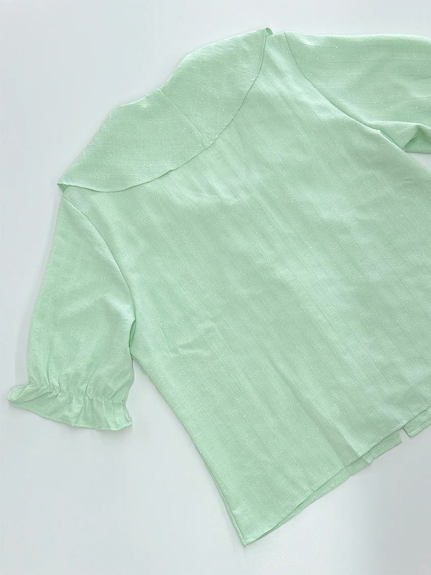 Women Linen Pajama 2 Piece Set Short Sleeve Front Ruffle Shirt PJs Pants Lounge Cute Sleepwear Casual Homewear Set