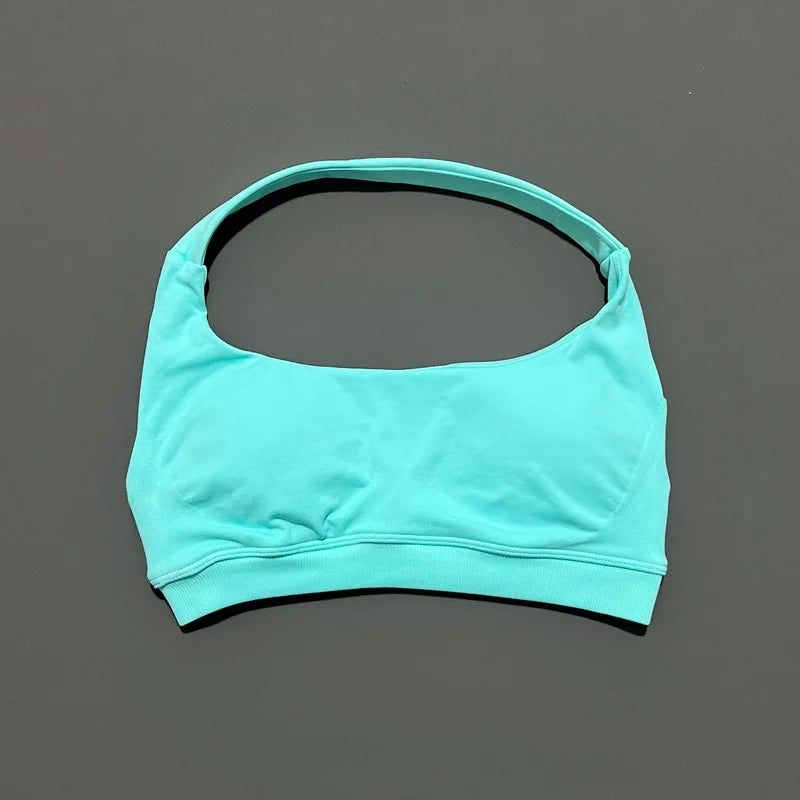 Sports Bra Women Halter Neck Open Back Seamless Yoga Bras Breathable Elastic Top Gym Running Workout Fitness Sports Bras