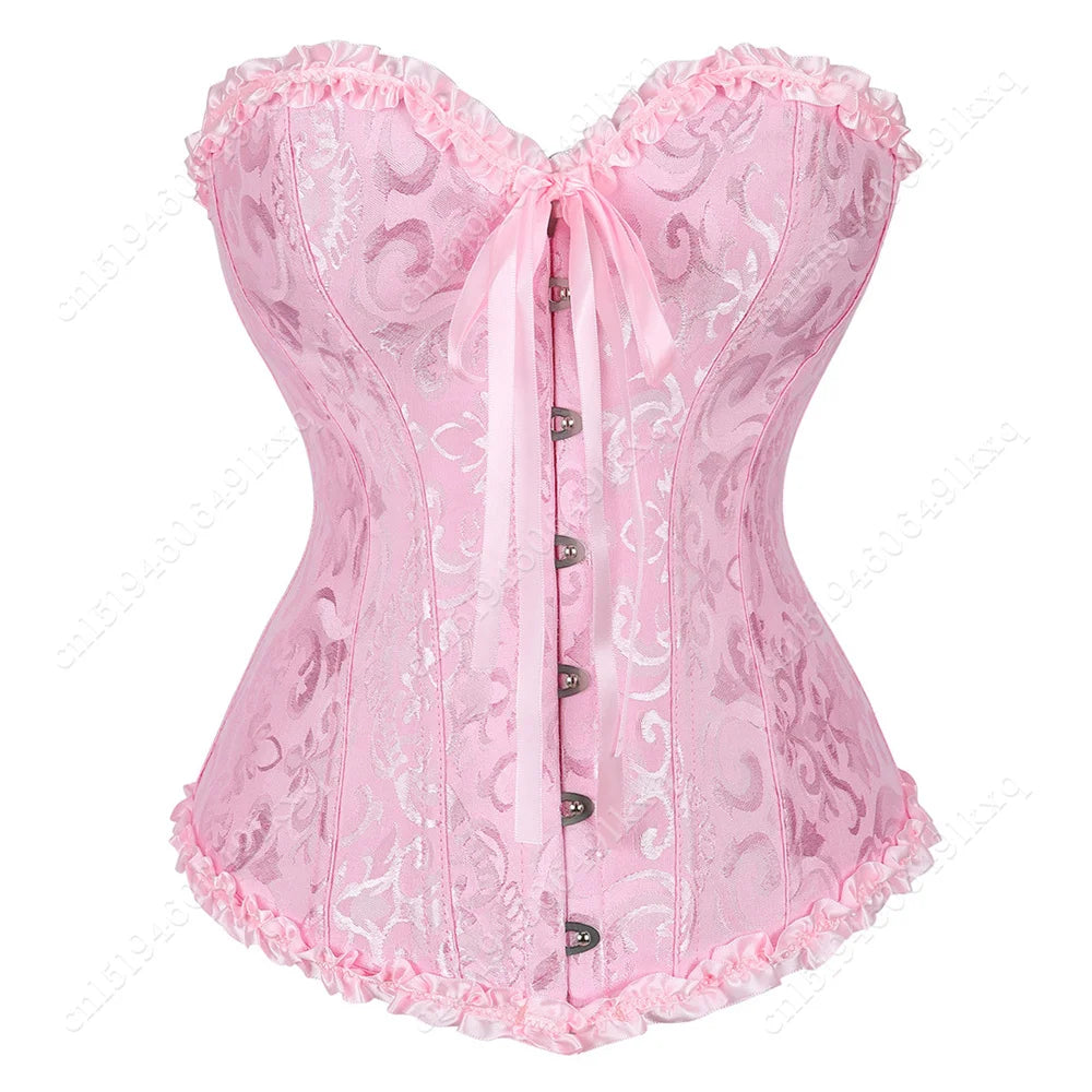Corset Bustier Top for Women Bustier Overvst Sexy Lace Up Sexy Floral Corset Lingerie Gold Yellow