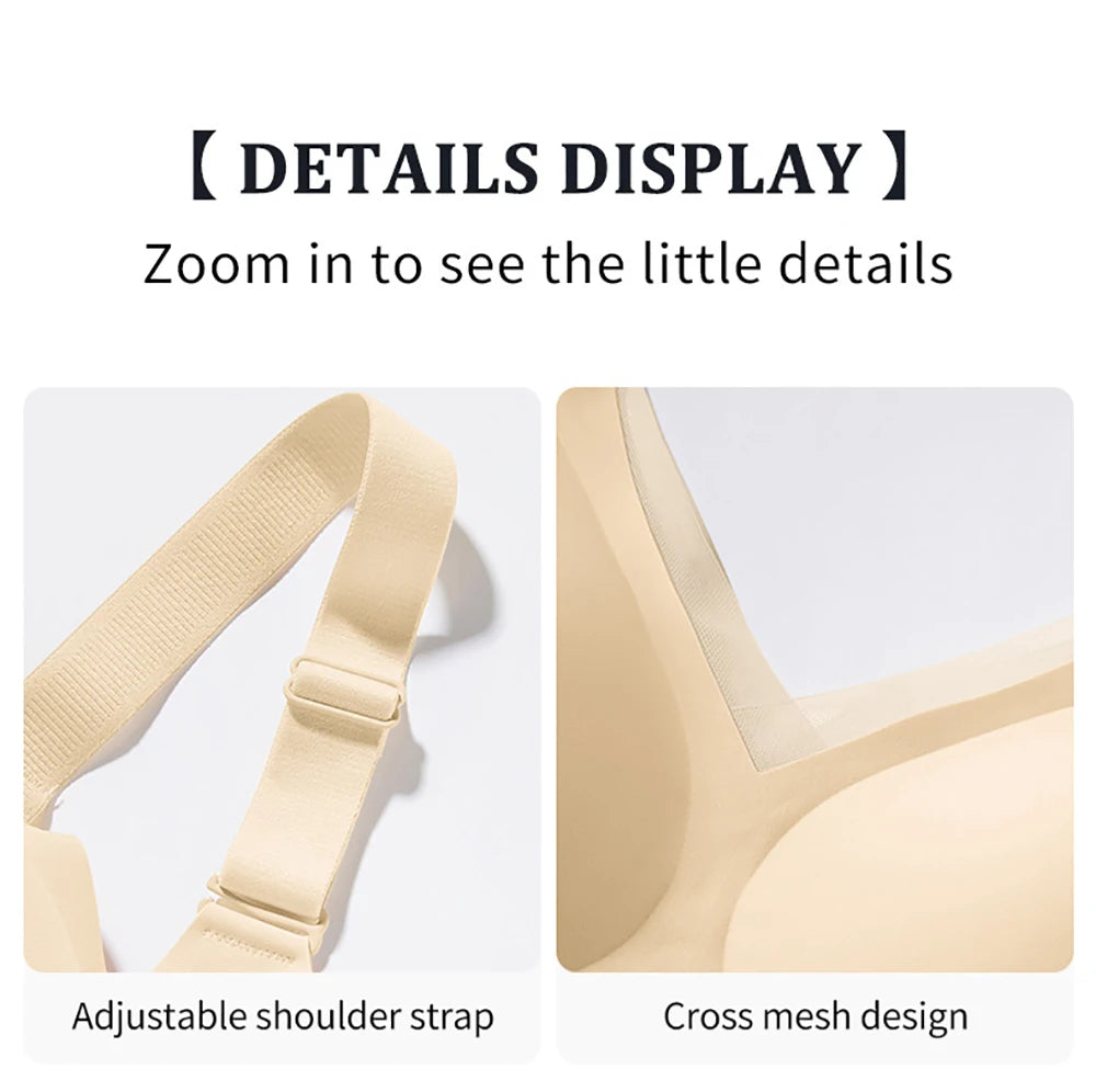 Jelly Wireless Bras For Women No Underwire Supportive Seamless Bra Comfort Soft Bralette Full Coverage Hide Back Fat T-Shirt Bra