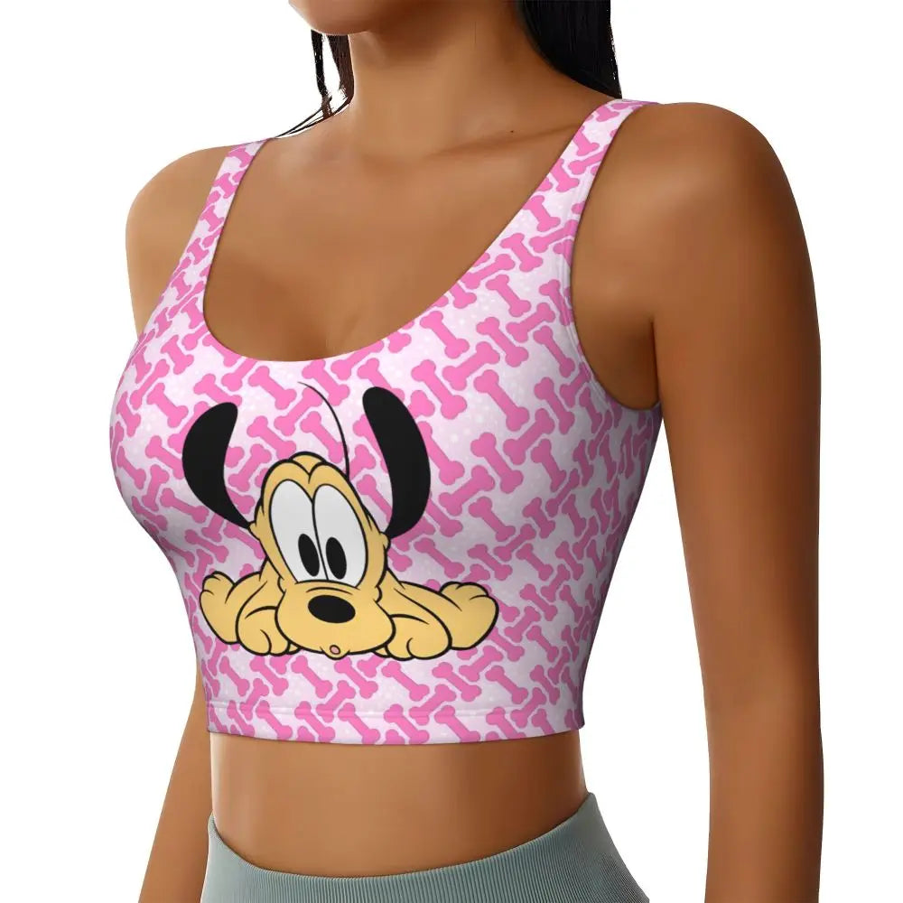 Custom Pluto Anime Manga High Impact Sports Bras for Women Classic Seamless Workout Yoga Crop Tank Tops