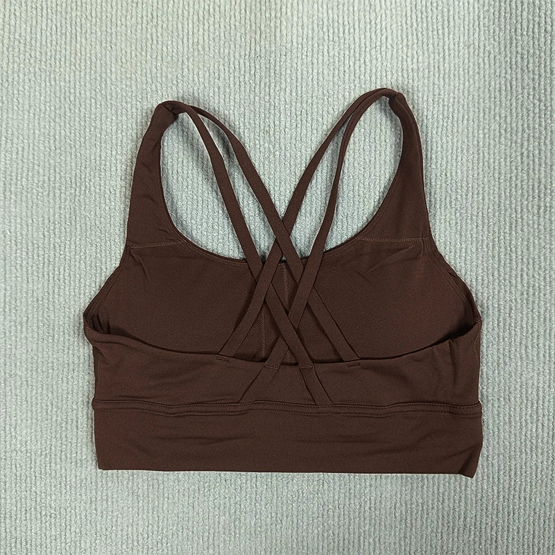 Yoga sports bra Solid color women's Bras Soft cross back sports bra fitness exercise tight fitting training  jogging sports bras