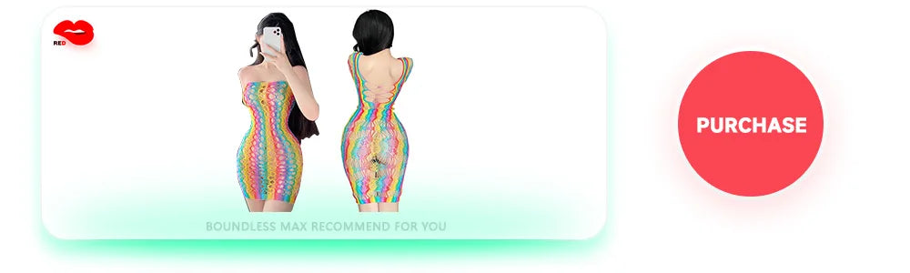 Sexy Lingerie for Women Fishnet Halter Chemise rainbow Hot Mesh Mini Dress Bodysuit through clothes Flirtation Erotic for couple