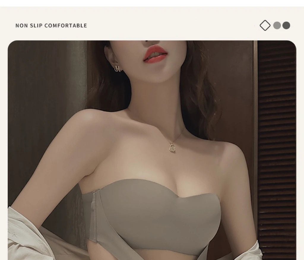 1pcs Women's Strapless Bras Lady With Padding Seamless Front Button Bra Female Comfortable Smooth Underwear Invisible Brassieres