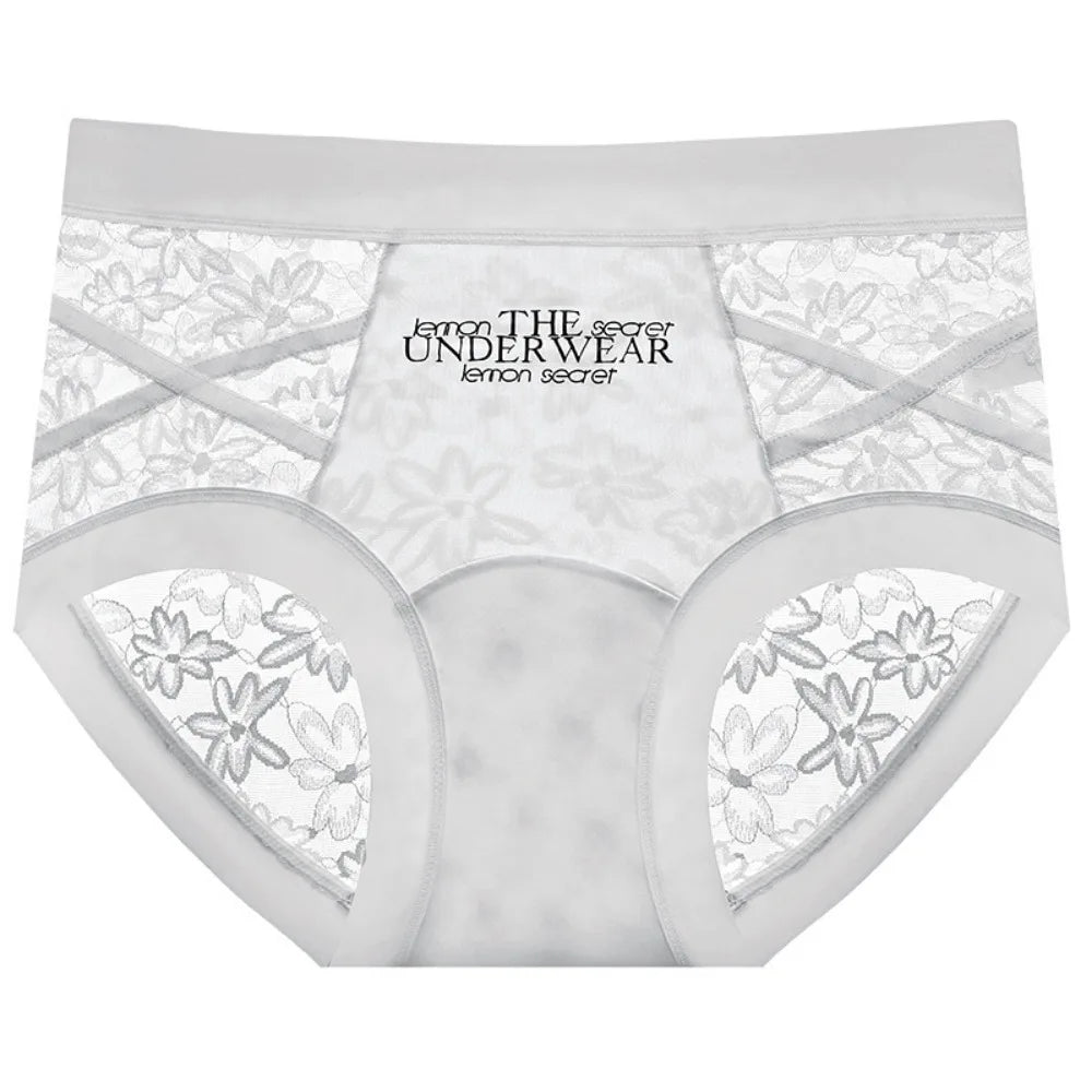 Lingerie French Style Lace Briefs Mesh Patchwork Satin Silk Panties Low Waist Transparent Lace Underwear Women Gifts