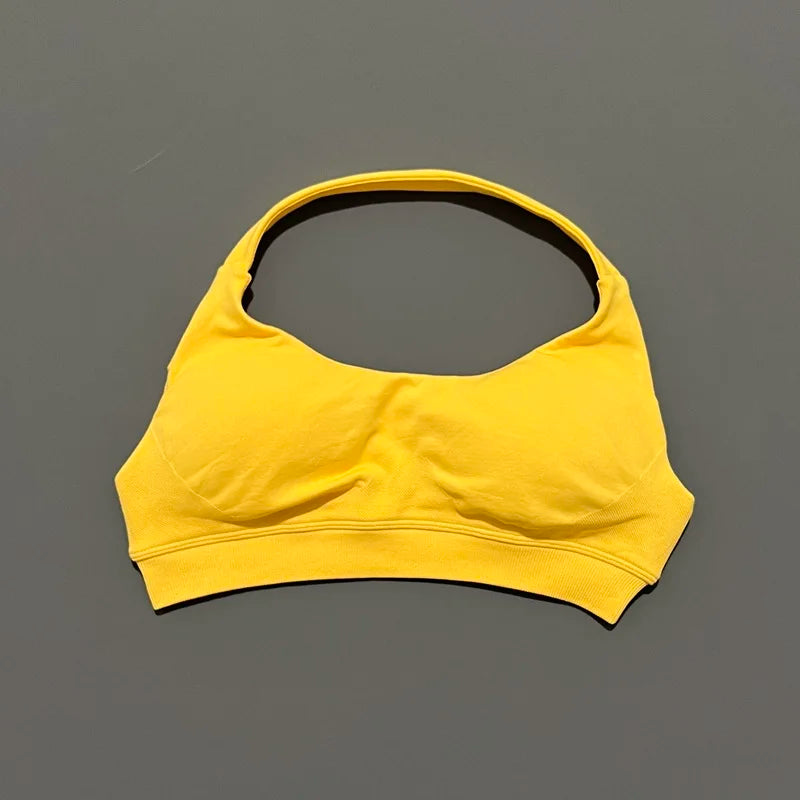 Sports Bra Women Seamless Halter Sports Bra High Support Open Back Activewear Gym Tank Top Fitness Yoga Workout Bra