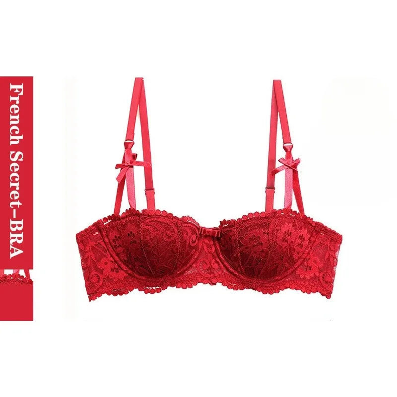 BANERDANNIMAGIC Xmas Red Bra! Slimming Adjustable Demi Cup, Small Bust Gathering Set | Ultra Thin Lingerie 32A-42D 50K+ Sold!