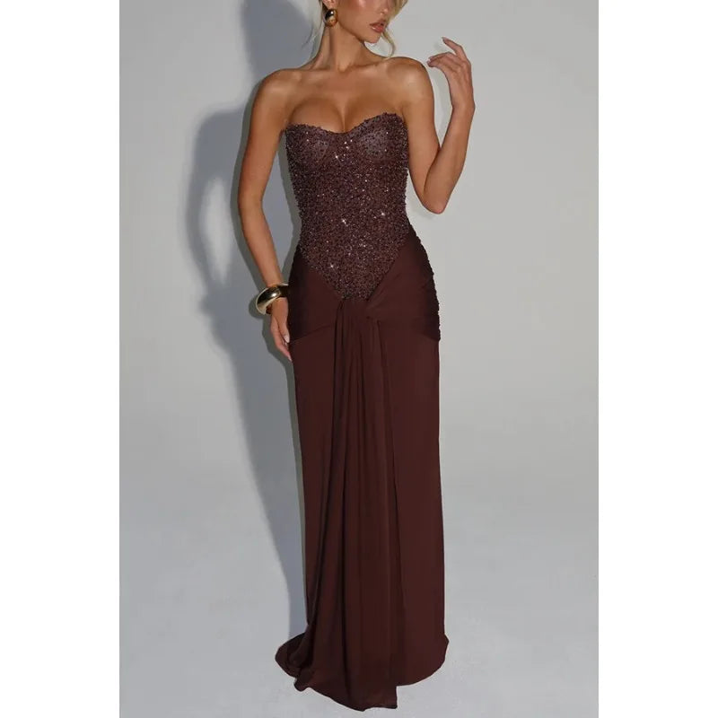 Sexy Women Sequins Party Wedding Dress Elegant Off Shoulder Slim Lace Graduation Ceremoney Mermaid Bodycon Corset Long Dress