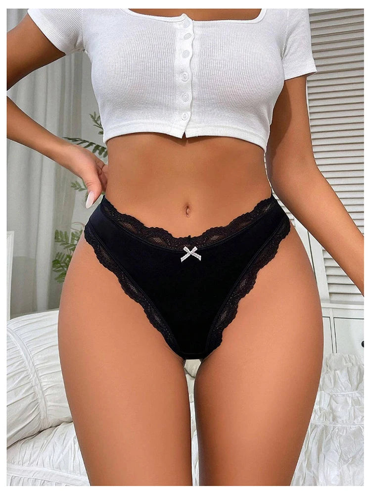 Felinus Ice Silk One-piece Slip Material Low Waist Sexy Lingerie Ladies French Satin Underwear Briefs New Lace Triangle Panties