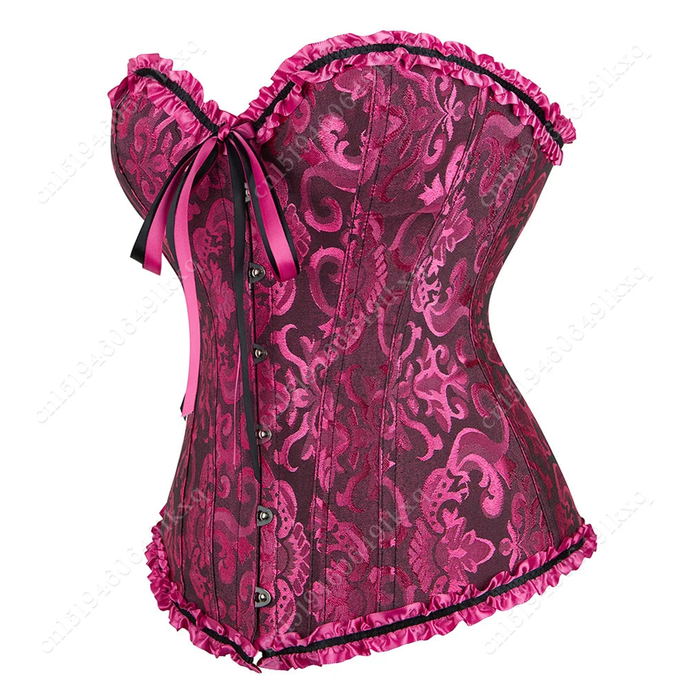 Corset Bustier Top for Women Bustier Overvst Sexy Lace Up Sexy Floral Corset Lingerie Gold Yellow