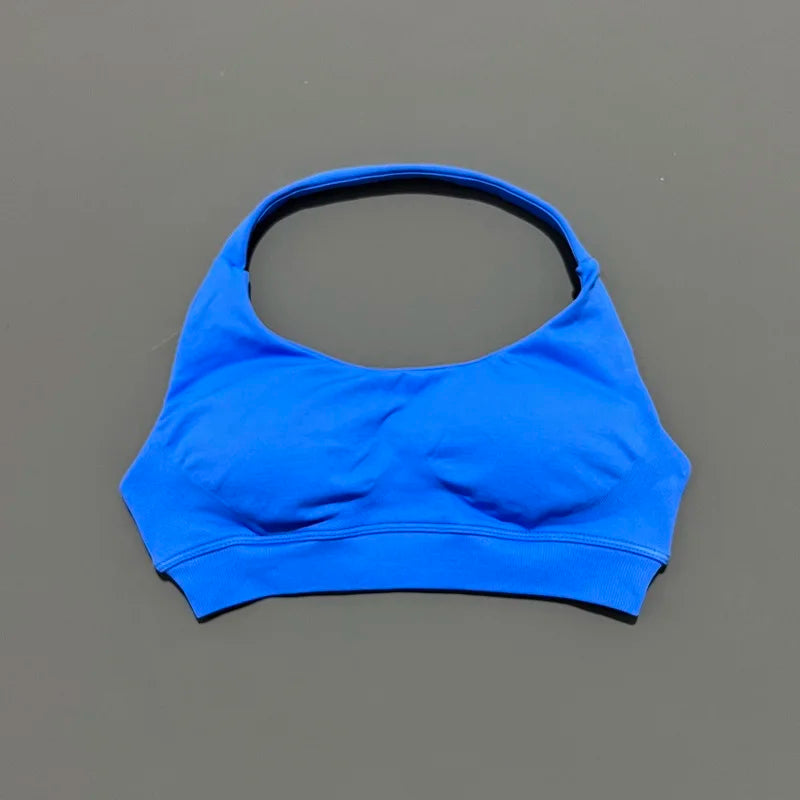 Sports Bra Women Seamless Halter Sports Bra High Support Open Back Activewear Gym Tank Top Fitness Yoga Workout Bra