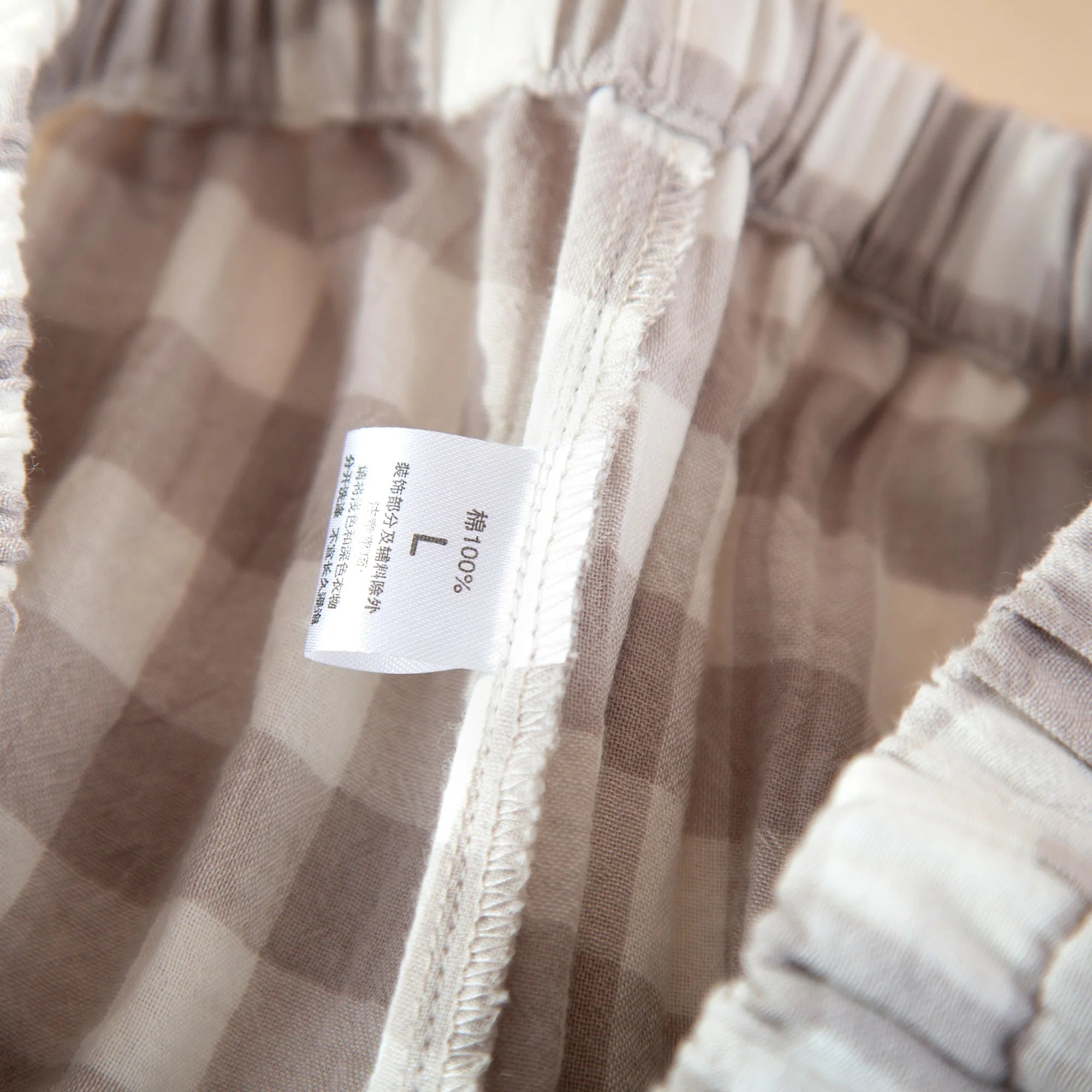 Long Sleeve Pajama Set for Men Breathable Soft Washed Cotton Sleepwear Simple Solid Top and Plaid Trousers Home Clothes 2-Piece