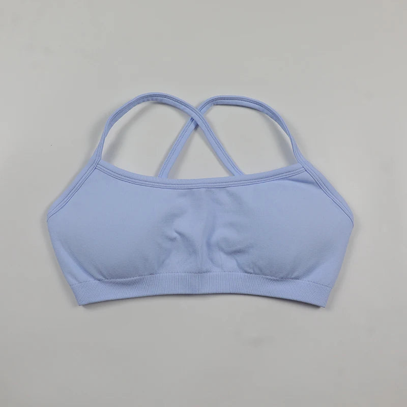 Women's Sports Bras For Running Push Up Seamless Yoga Bra Adjustable Straps Cross Back Fitness Athletic Bra Tops