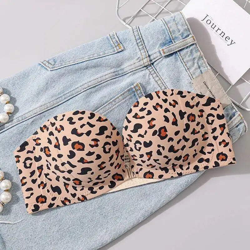 Strapless Bra  Sexy Front Fastening Non-Slip Invisible Backless Push-Up Bra Padded Add 2 Cups Lift Bralette for Wedding Party
