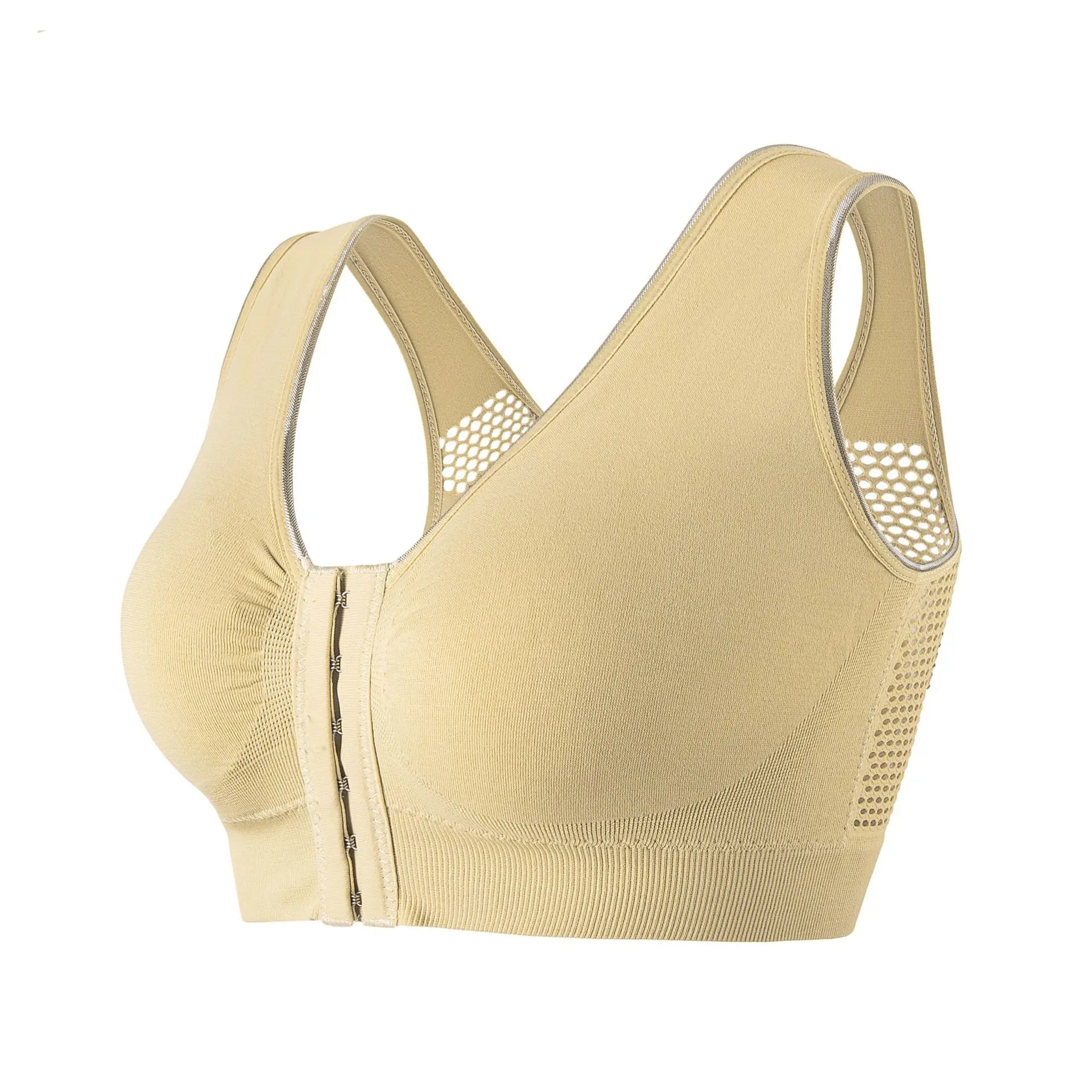 Sports Push Up Bra For Women Hollow Plus Size Bras Padded Wire Free Bralette Sexy Front Closure Breathable Brasserie Lingerie