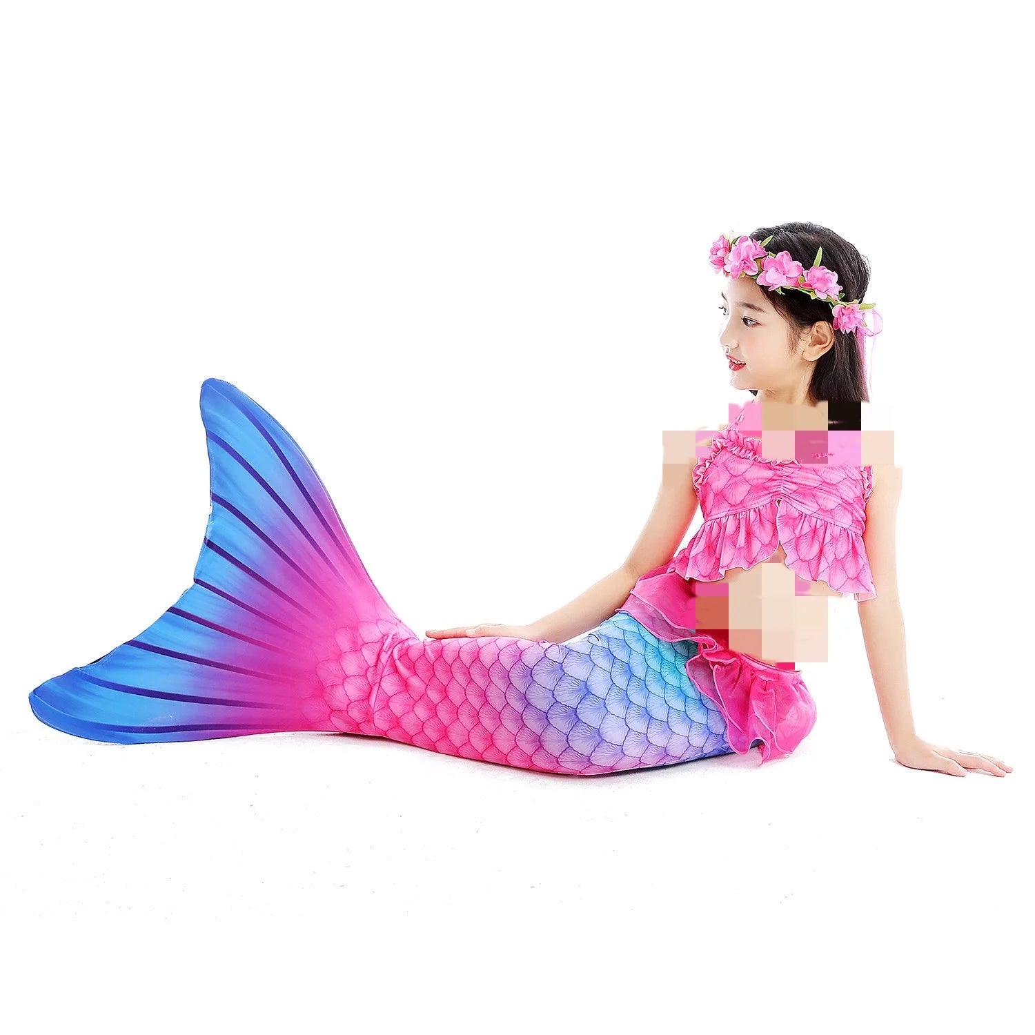 Bikini Top & Mermaid Skirt Girl Swimsuit Kid Swimwear Children Bathers Bathing Swimming Swim Suit Fashion Print Beachwear New
