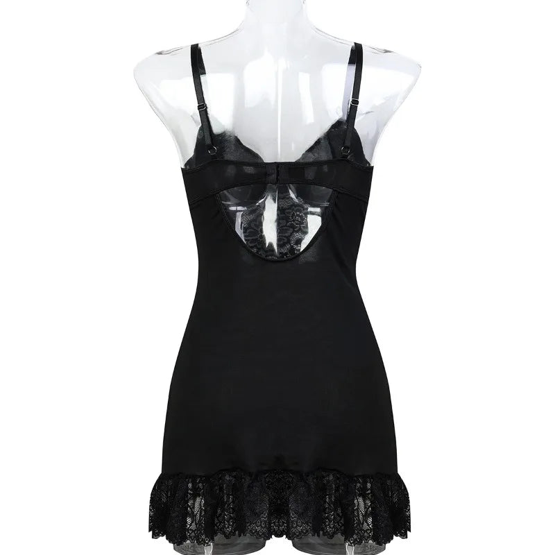 Sexy Babydolls Lace Temptation Night Dress Thong Two Piece Set Women's Exotic Underwear Hot Sexy Floral Lace Bow Lingerie Sets
