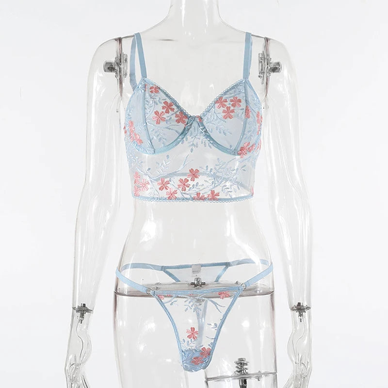 2 Pieces Sexy Lingerie Set Women Floral Bra Set Erotic Lingerie Set Female Sexy Lace Underwear Set Brief Sets