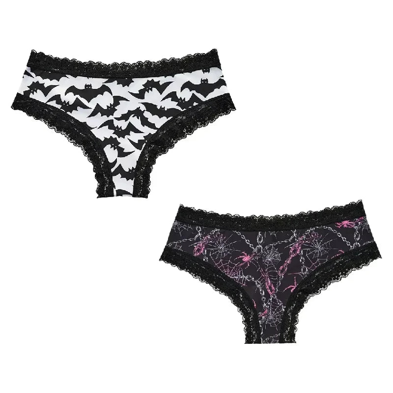 2Pc Set Lingerie Woman Sexy Underwear Lace Female Underwear Ghost Bat Butterfly Gothic Style Breathable Panties For Women