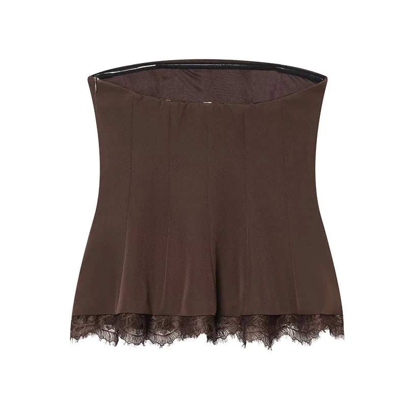Women's Tops Fashion Lace Corset Tube Tops Summer Women Sexy Backless Top Female Chic Tops