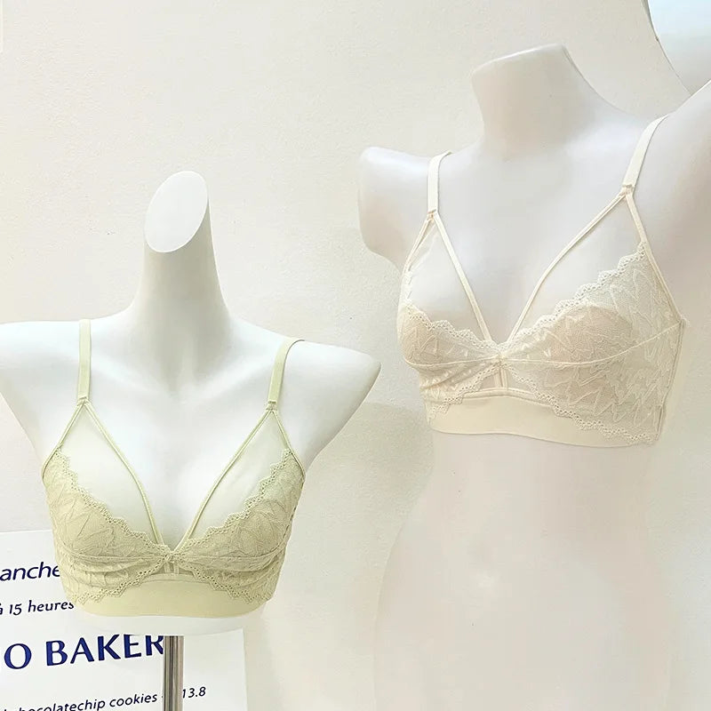 Lace Bras for Women Push Up Bra Non-wire Bralettes Solid Color Patchwork Lace Brassiere Fixed Cup Padded Underwear Sexy Lingerie