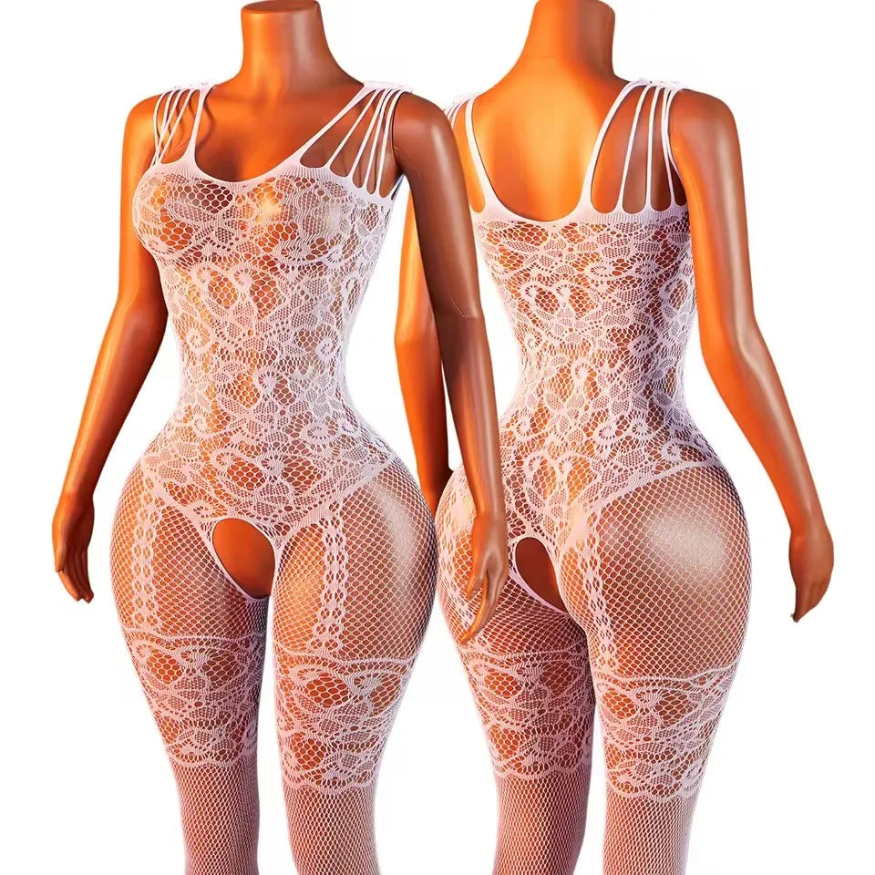 Erotic Open Crotch Bodystocking Lingerie Black Women Bodysuit Sexy Porn Sleeveless Underwear Lenceria Sexual Mujer Crotchless