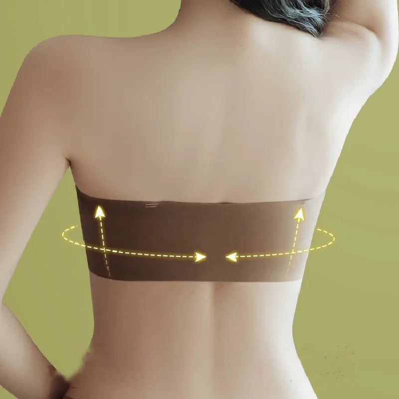 Strapless Bras Women Front Closure Seamless Brassiere Push Up Thick Underwear Adjustable Female Soft Solid Invisible Lingerie