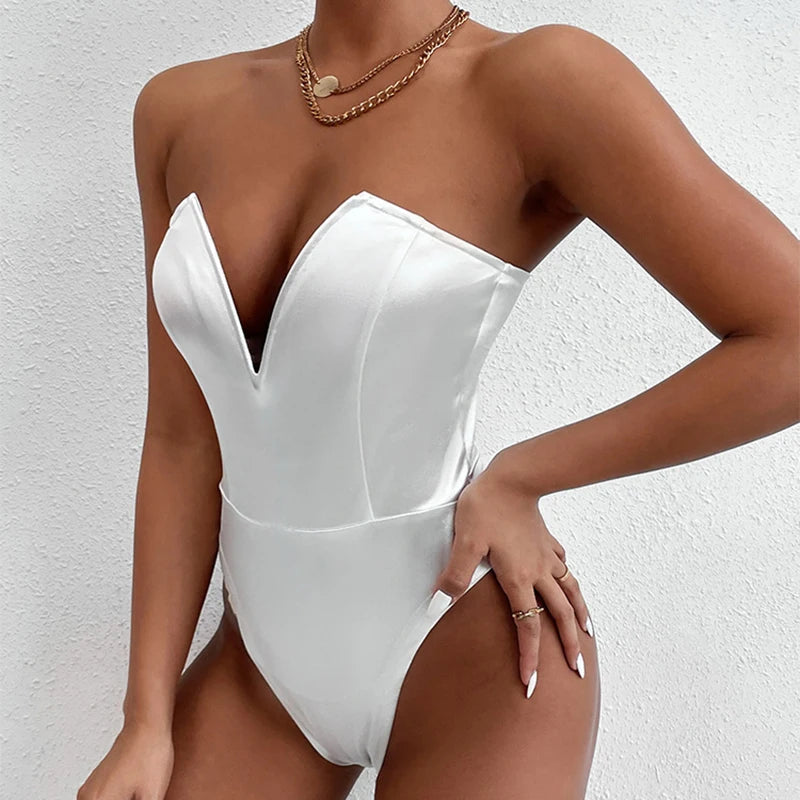 Bodysuit Shapewear Deep V-Neck Body Shaper Thong Shapers Waist Trainer Women Push Up Slimming Corset Top ClubWear For Women
