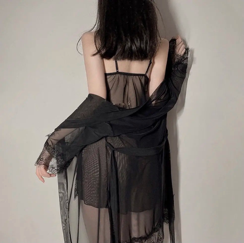 Sexy Lingerie Set Woman Erotic Pajamas Lace Lingerie Sex Clothes Summer Silk Lace Sleepwear Dress Black Sexy Lingerie Hot Dress
