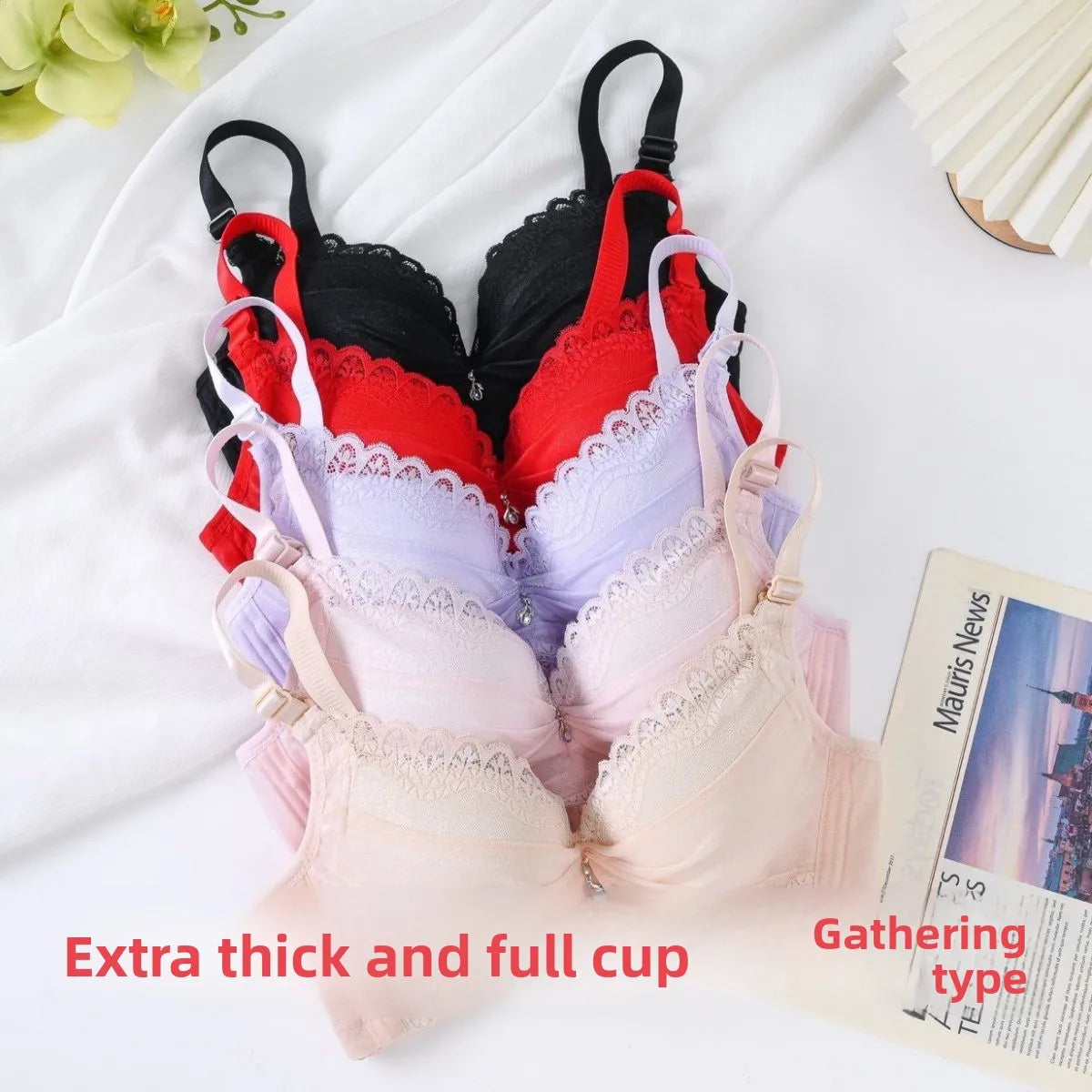 Ultra Push Up Bra with Side Support, 8cm Padding Non Slip Bra for Small Chest, Wireless Full Coverage Bra for A/B Cup